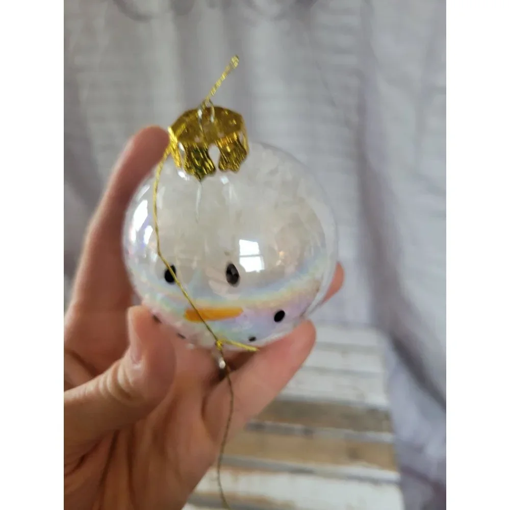 Glass snowman ball ornament ex‎ holiday tree